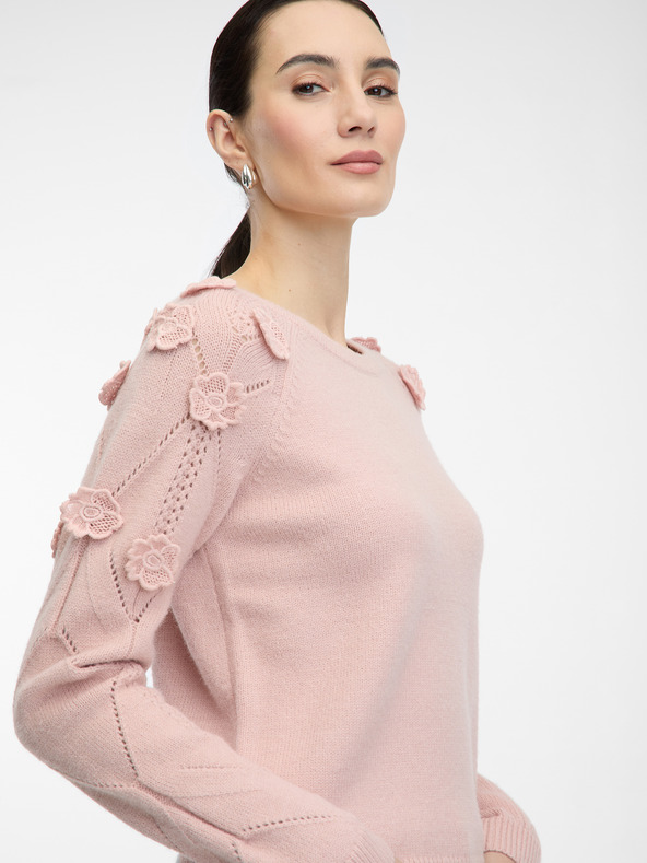 Orsay Svetlo roza ženski pulover s cvetličnim motivom ORSAY