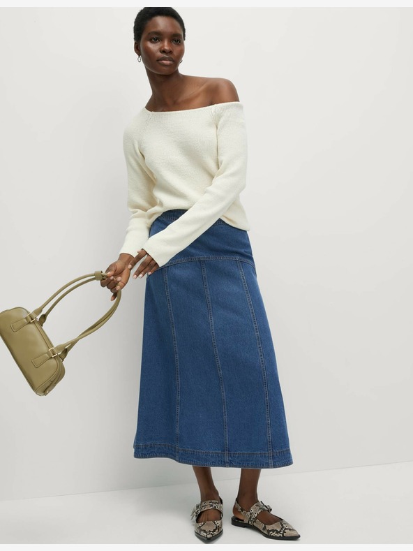 Marks & Spencer Midi krilo iz džinsa z okrasnimi šivi Marks & Spencer mornarsko modra