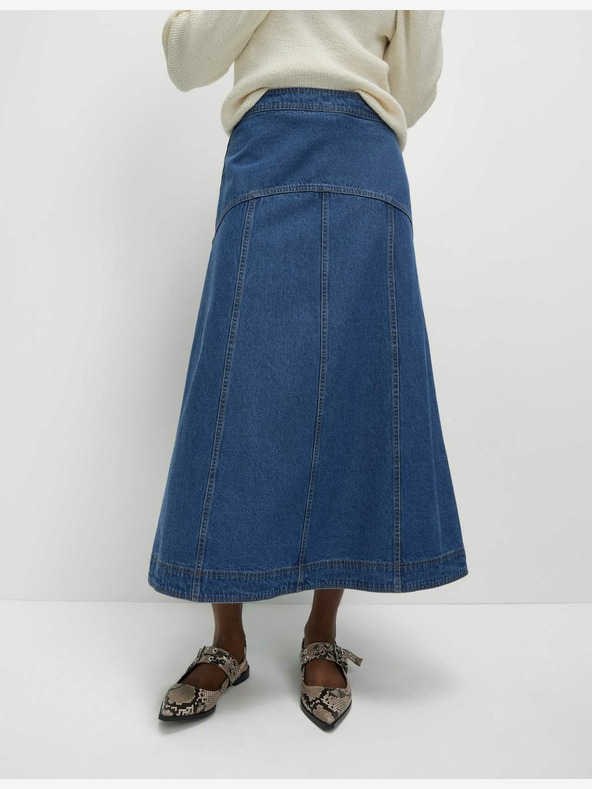 Marks & Spencer Midi krilo iz džinsa z okrasnimi šivi Marks & Spencer mornarsko modra