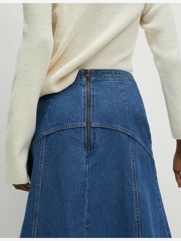 Marks & Spencer Midi krilo iz džinsa z okrasnimi šivi Marks & Spencer mornarsko modra