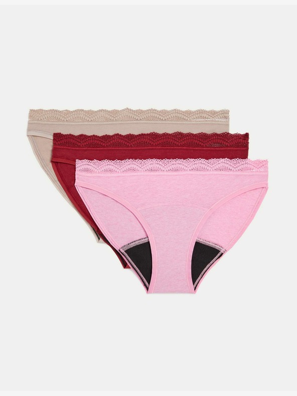 Marks & Spencer Visoko vpojne menstrualne bikini hlačke, 3 kosi Marks & Spencer rdeča