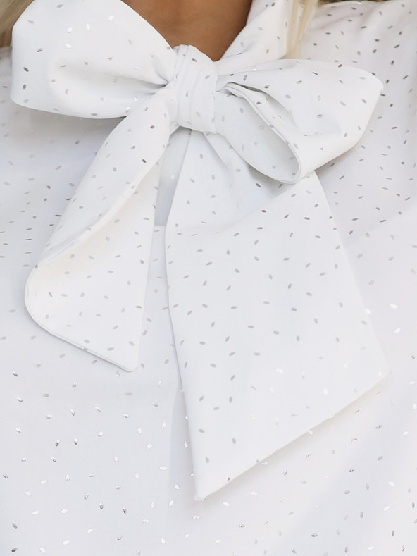 numoco Bela vzorčasta bluza z dolgimi rokavi z zavezovanjem in gumbi Numoco