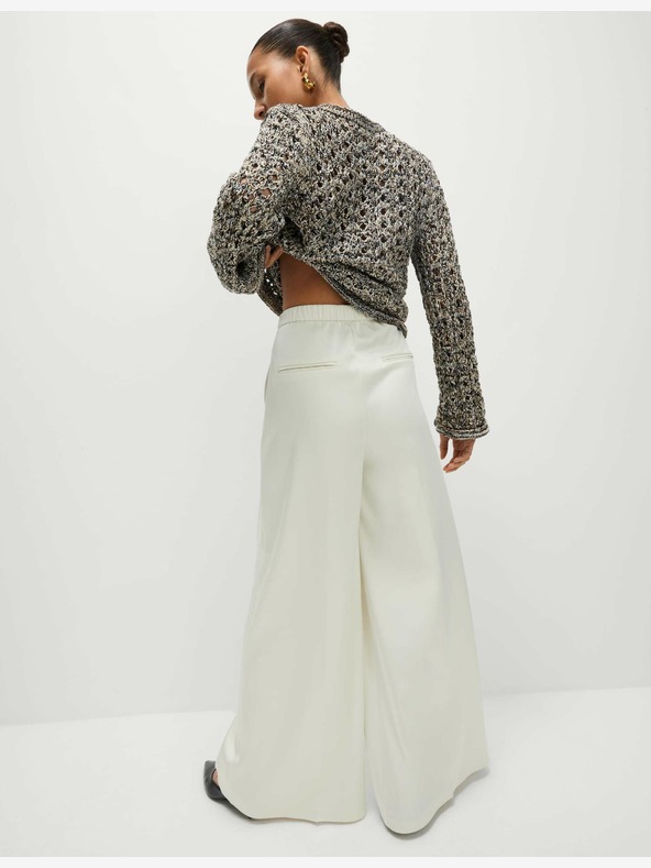 Marks & Spencer Satenaste palazzo hlače z elastičnim pasom Marks & Spencer kremna