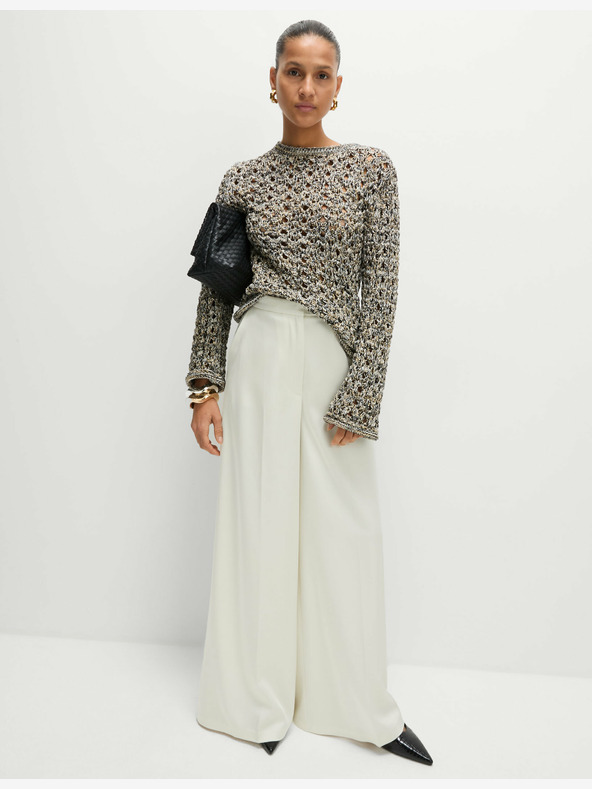 Marks & Spencer Satenaste palazzo hlače z elastičnim pasom Marks & Spencer kremna