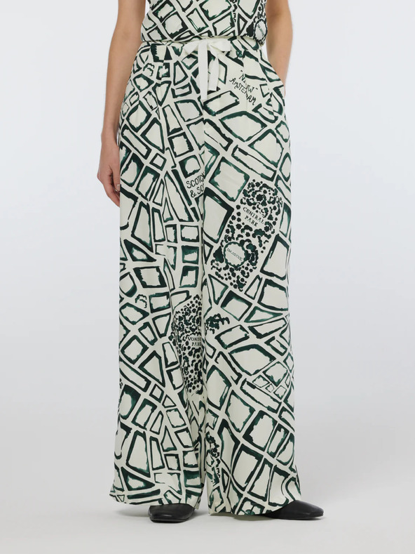 Scotch & Soda Zeleno-smetanova ženska majica s širokimi hlačami Scotch & Soda