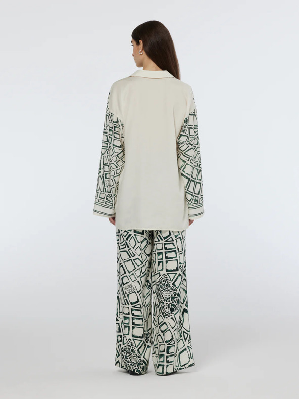 Scotch & Soda Zeleno-smetanova ženska majica s širokimi hlačami Scotch & Soda