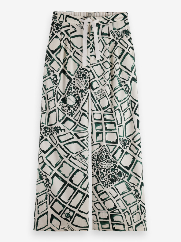 Scotch & Soda Zeleno-smetanova ženska majica s širokimi hlačami Scotch & Soda