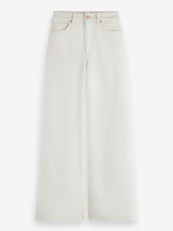 Scotch & Soda Bele ženske kavbojke s širokimi nogami Scotch & Soda