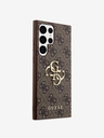 Guess Guess PU 4G kovinski logotip zadnji pokrov za Samsung Galaxy S23 Ultra Brown
