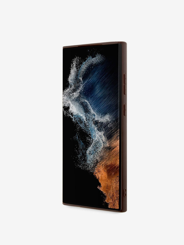 Guess Guess PU 4G kovinski logotip zadnji pokrov za Samsung Galaxy S23 Ultra Brown