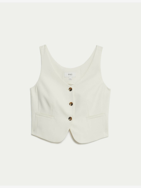 Marks & Spencer Nekoliko prilegajoči se telovnik Marks & Spencer umazano bele barve