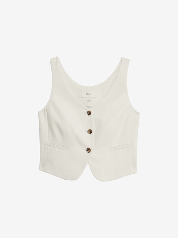 Marks & Spencer Nekoliko prilegajoči se telovnik Marks & Spencer umazano bele barve