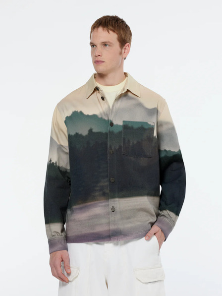Scotch & Soda bež in zelena moška vzorčasta srajčna jakna Scotch & Soda