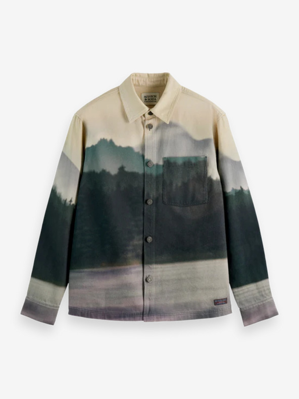 Scotch & Soda bež in zelena moška vzorčasta srajčna jakna Scotch & Soda