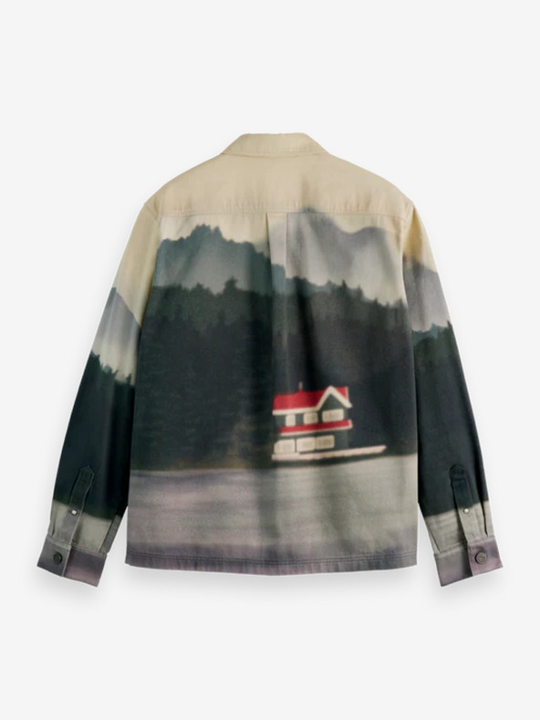 Scotch & Soda bež in zelena moška vzorčasta srajčna jakna Scotch & Soda