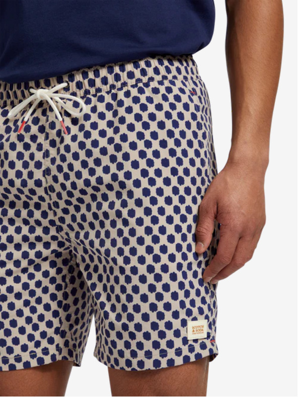Scotch & Soda Modre in bež moške vzorčaste kopalke Scotch & Soda