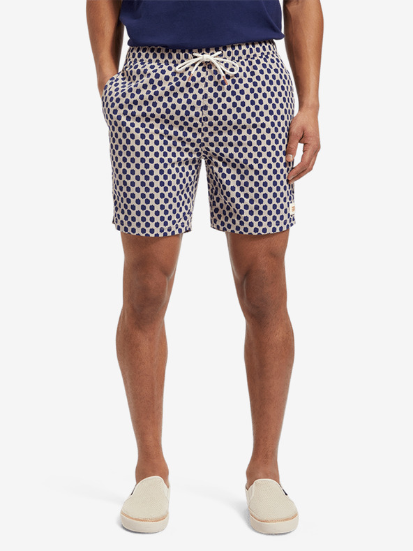 Scotch & Soda Modre in bež moške vzorčaste kopalke Scotch & Soda