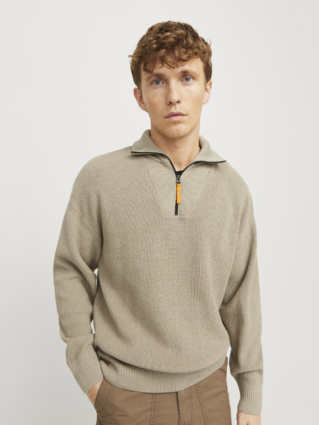 Jack & Jones Bež Moški zunanji pulover Jack & Jones z zadrgo