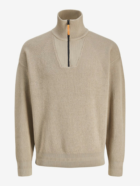 Jack & Jones Bež Moški zunanji pulover Jack & Jones z zadrgo