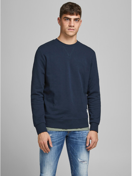 Jack & Jones Temno modra osnovna jopa s kapuco Jack & Jones