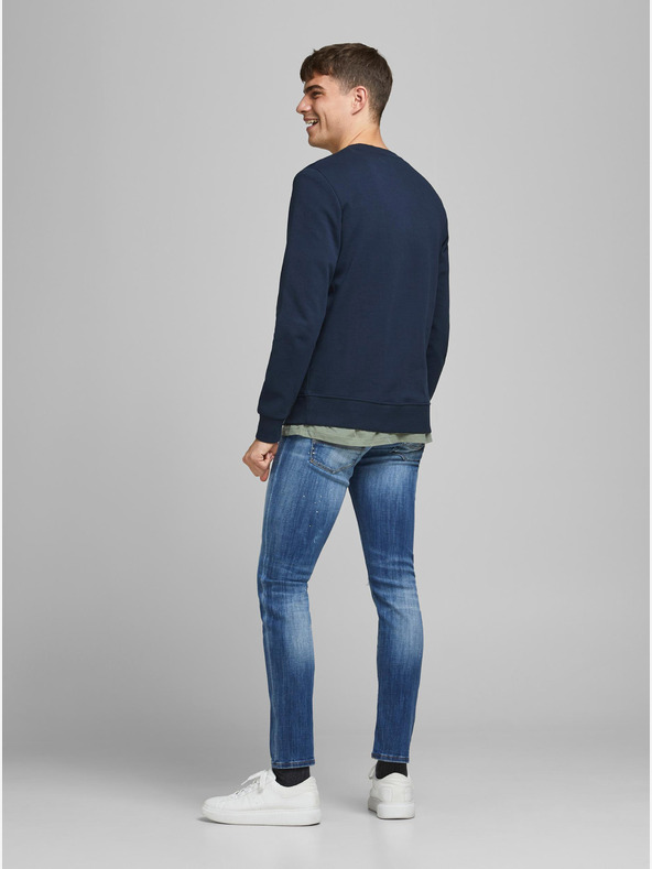 Jack & Jones Temno modra osnovna jopa s kapuco Jack & Jones