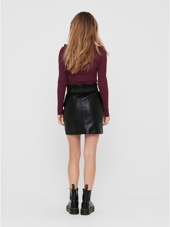 ONLY Črna ženska mini krila iz usnja ONLY Maiya