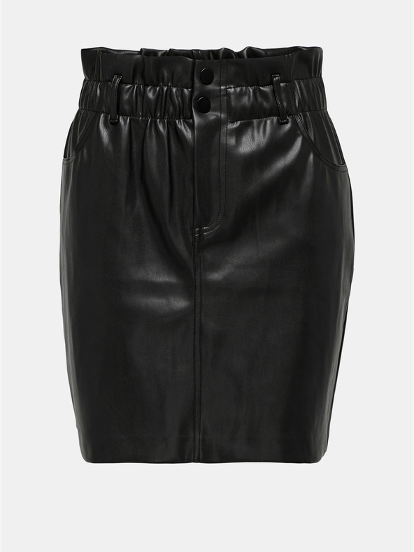 ONLY Črna ženska mini krila iz usnja ONLY Maiya