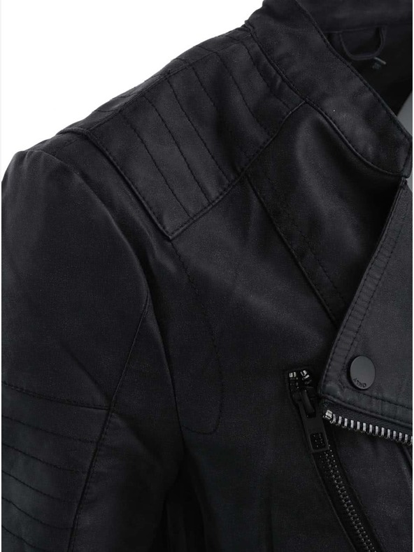 ONLY Črna ženska usnjena krivuljasta jakna z žepi ONLY Biker