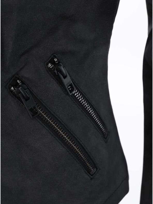 ONLY Črna ženska usnjena krivuljasta jakna z žepi ONLY Biker