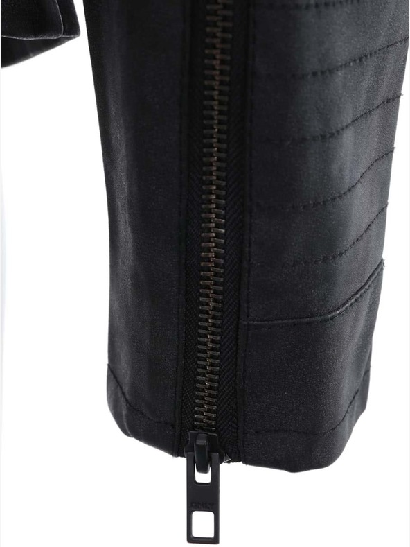 ONLY Črna ženska usnjena krivuljasta jakna z žepi ONLY Biker