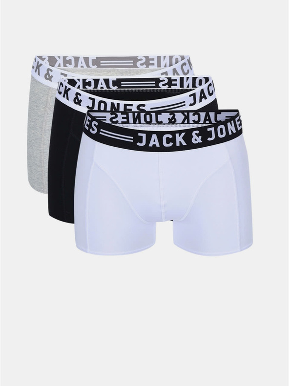 Jack & Jones Komplet treh moških boksaric Jack & Jones Sense v beli, črni in sivi barvi