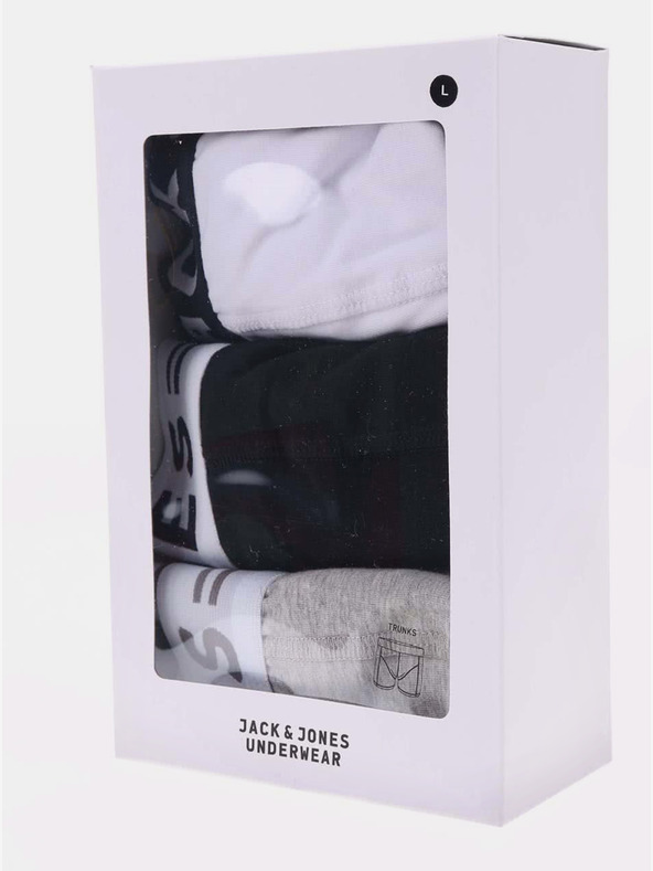 Jack & Jones Komplet treh moških boksaric Jack & Jones Sense v beli, črni in sivi barvi