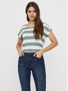 Vero Moda Zeleno-bela črtasta majica VERO MODA Wide Stripe