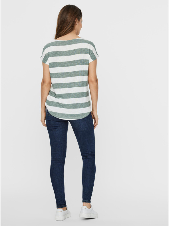 Vero Moda Zeleno-bela črtasta majica VERO MODA Wide Stripe