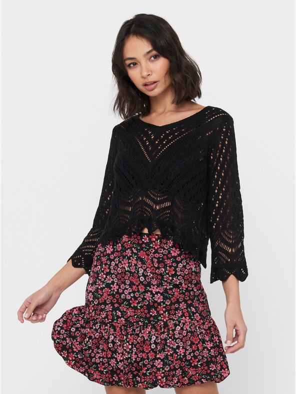 Jacqueline de Yong Črn kratek pulover JDY-New Sun