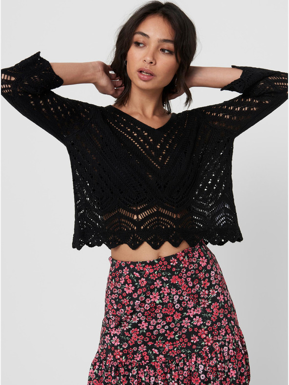 Jacqueline de Yong Črn kratek pulover JDY-New Sun