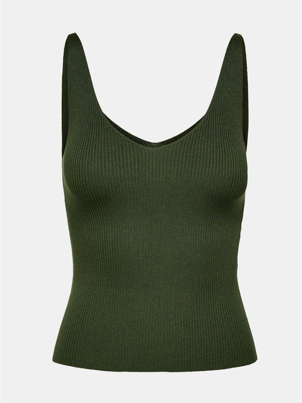 Jacqueline de Yong Temno zelena rebrasta majica JDY Nanna