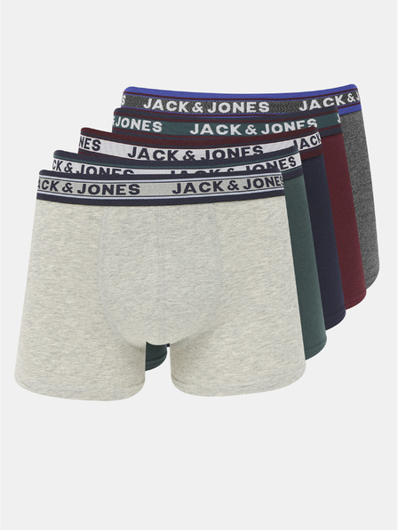 Jack & Jones Komplet petih bokseric v zeleni in sivi barvi Jack & Jones Oliver