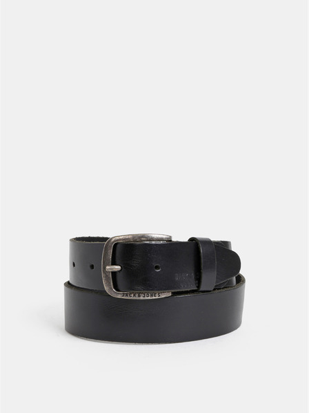 Jack & Jones Črni usnjeni moški pas Jack & Jones Paul