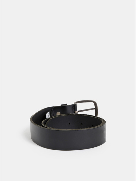Jack & Jones Črni usnjeni moški pas Jack & Jones Paul