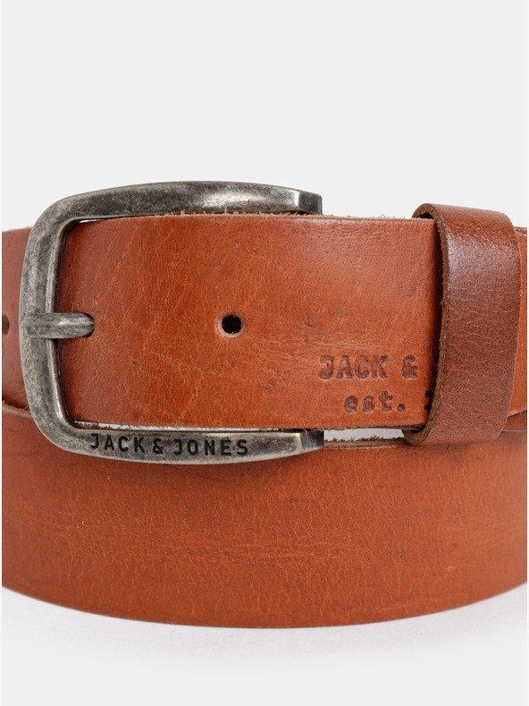 Jack & Jones Rjav usnjen moški pas Jack & Jones Paul
