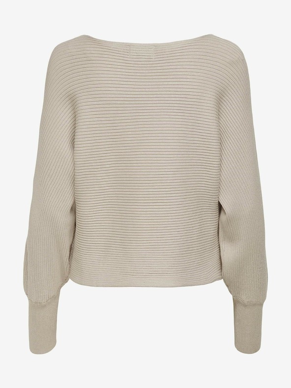 ONLY Bež Ženski rebrasti pulover z Batwing rokavi ONLY Adaline