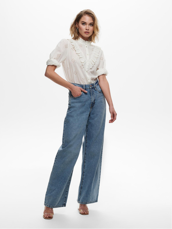 ONLY Modre ženske kavbojke s širokimi nogami ONLY Hope