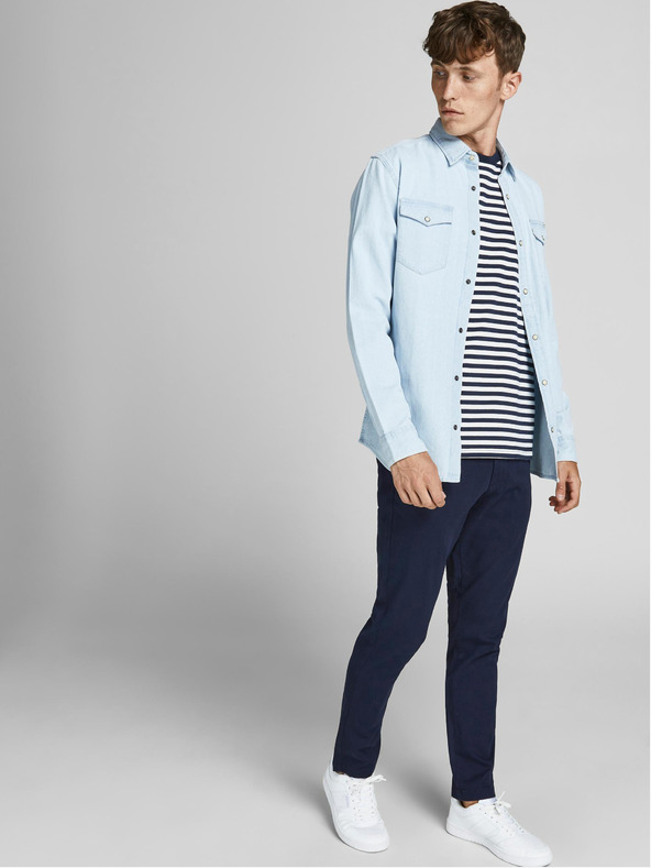 Jack & Jones Temno modre chino hlače Jack & Jones Marco