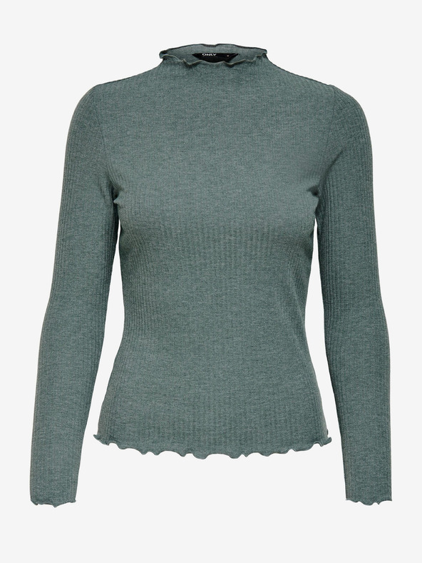 ONLY Zelena ženska majica z rebrastim vzorcem ONLY Emma