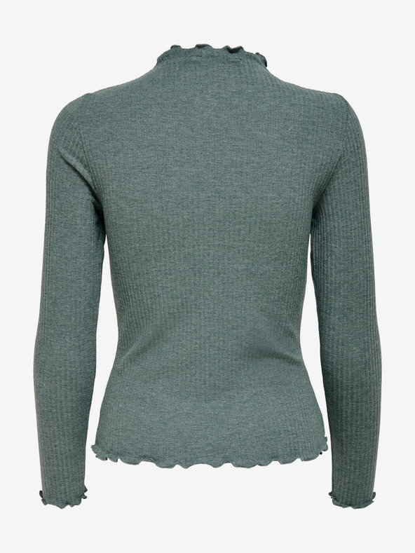 ONLY Zelena ženska majica z rebrastim vzorcem ONLY Emma