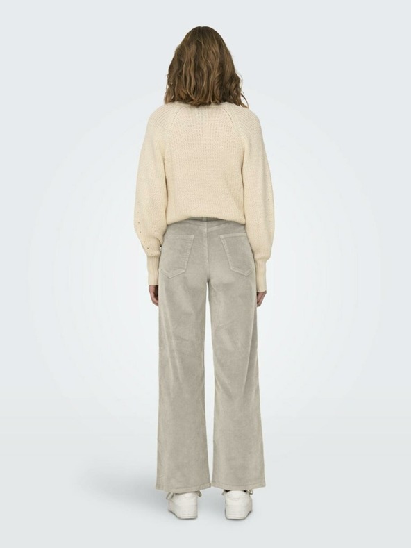 ONLY Bež ženske hlače iz manšestra s širokimi nogami ONLY Hope