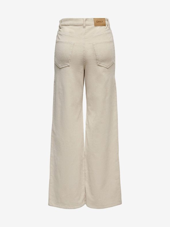 ONLY Bež ženske hlače iz manšestra s širokimi nogami ONLY Hope
