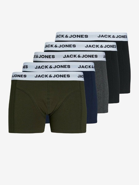 Jack & Jones Komplet petih boksarskih hlač Jack & Jones v kaki, modri, sivi in črni barvi