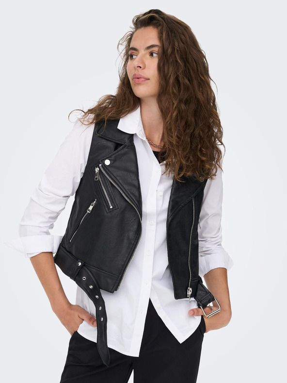 ONLY Črna ženska usnjena jopica ONLY Vera